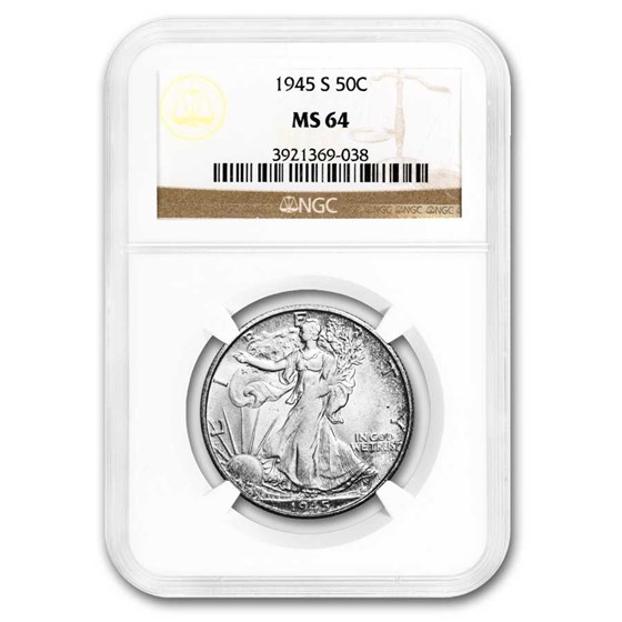 1945-S Walking Liberty Half Dollar MS-64 NGC 1945-S Walking Liberty Half Dollar MS-64 NGC