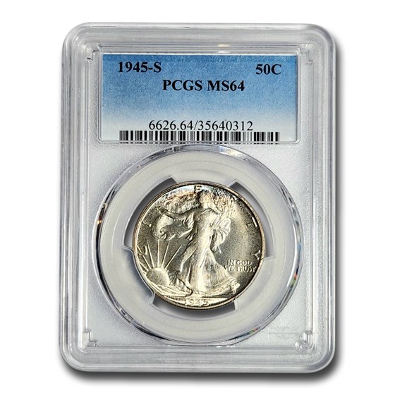 1945-S Walking Liberty Half Dollar MS-64 PCGS 1945-S Walking Liberty Half Dollar MS-64 PCGS