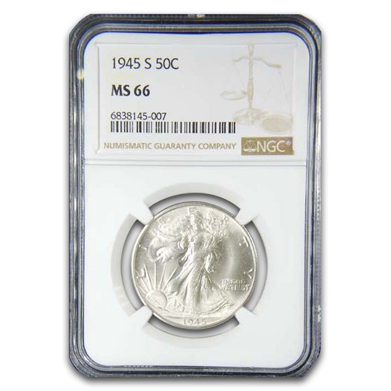 1945-S Walking Liberty Half Dollar MS-66 NGC 1945-S Walking Liberty Half Dollar MS-66 NGC