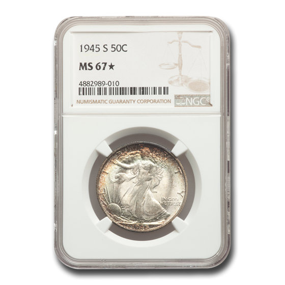 1945-S Walking Liberty Half Dollar MS-67* NGC 1945-S Walking Liberty Half Dollar MS-67* NGC