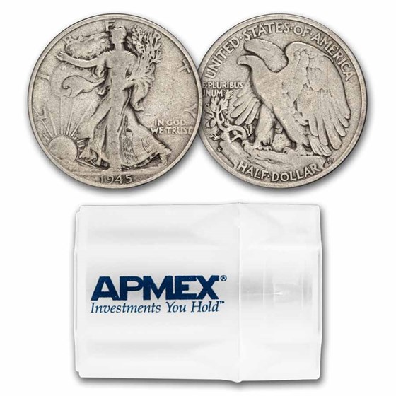 1945-S Walking Liberty Halves 20-Coin Roll Avg Circ