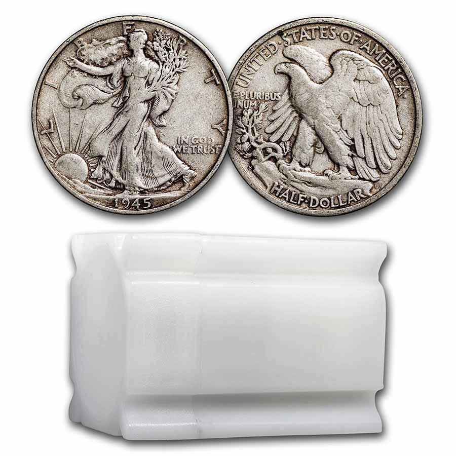 1945-S Walking Liberty Halves 20-Coin Roll XF