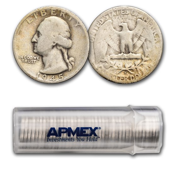 1945-S Washington Quarter 40-Coin Roll Avg Circ 1945-S Washington Quarter 40-Coin Roll Avg Circ