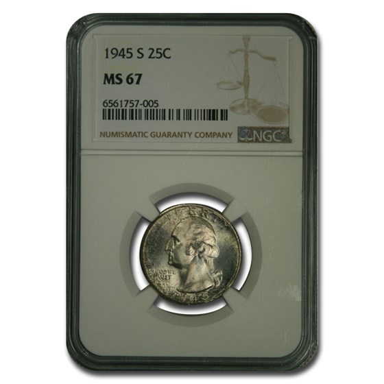 1945-S Washington Quarter MS-67 NGC 1945-S Washington Quarter MS-67 NGC