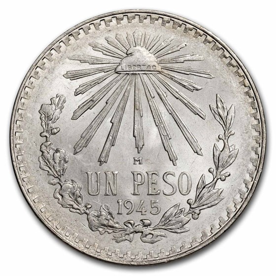 1945 Silver Mexican 1 Peso Cap & Rays BU 1945 Silver Mexican 1 Peso Cap & Rays BU