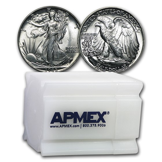 1945 Walking Liberty Half Dollar 20-Coin Roll BU 1945 Walking Liberty Half Dollar 20-Coin Roll BU