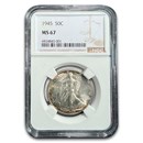1945 Walking Liberty Half Dollar MS-67 NGC