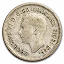 1946-1952 Australia Silver 6 Pence George VI Avg Circ