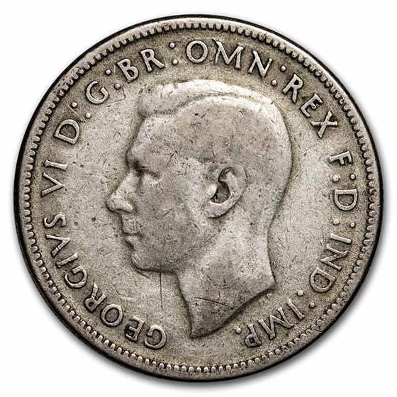 1946-1952 Australia Silver Florin George VI Avg Circ 1946-1952 Australia Silver Florin George VI Avg Circ
