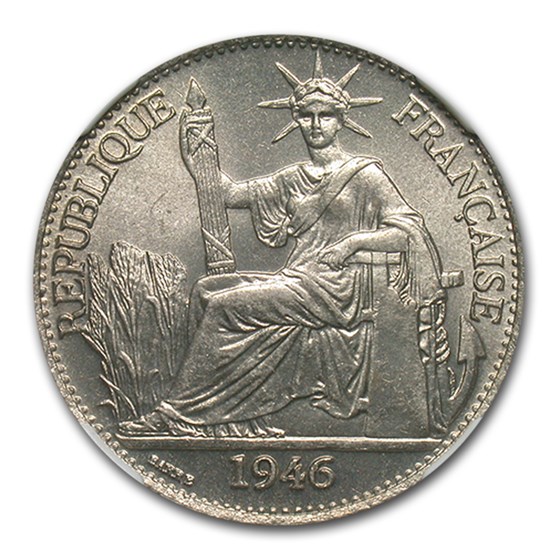 1946-A French Indo-China 50 Centimes MS-64 NGC 1946-A French Indo-China 50 Centimes MS-64 NGC