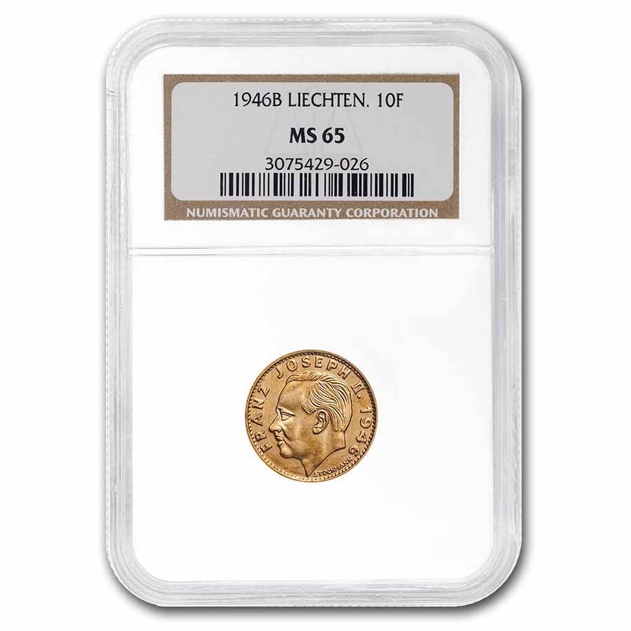 1946-B Liechtenstein Gold 10 Franken MS-65 NGC
