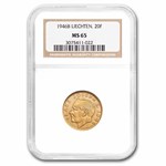 1946-B Liechtenstein Gold 20 Franken MS-65 NGC