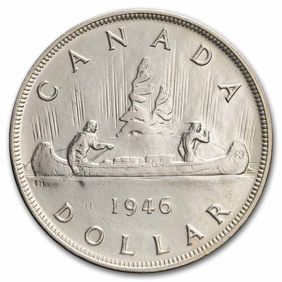 1946 Canada Silver Dollar George VI (Cleaned)