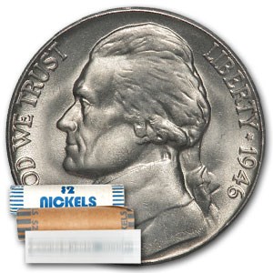 1946-D Jefferson Nickel 40-Coin Roll BU
