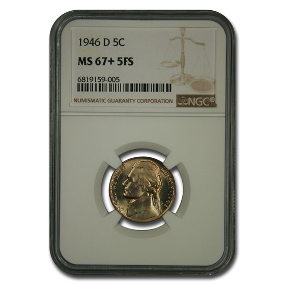 1946-D Jefferson Nickel MS-67+ NGC (FS) 1946-D Jefferson Nickel MS-67+ NGC (FS)