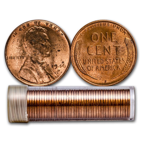 1946-D Lincoln Cent 50-Coin Roll BU