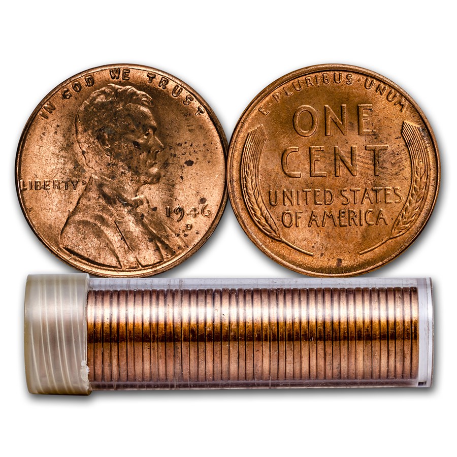 1946-D Lincoln Cent 50-Coin Roll BU