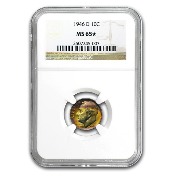 1946-D Roosevelt Dime MS-65* Star NGC 1946-D Roosevelt Dime MS-65* Star NGC