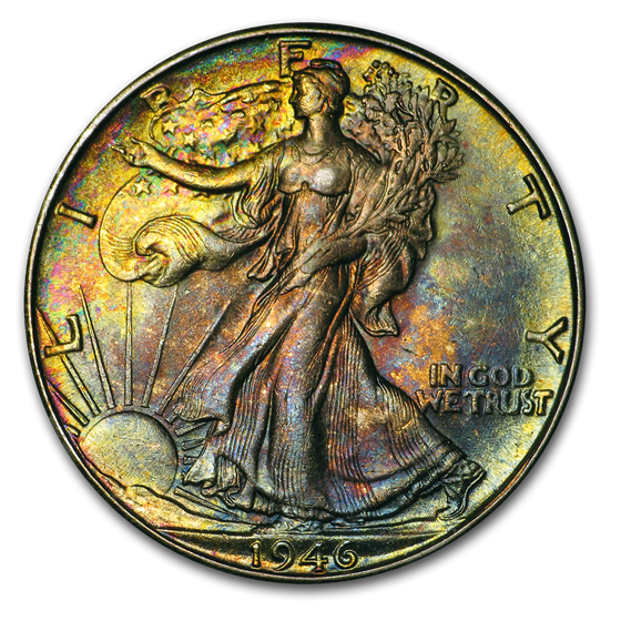 1946-D Walking Liberty Half Dollar BU (Beautiful Toning) 1946-D Walking Liberty Half Dollar BU (Beautiful Toning)
