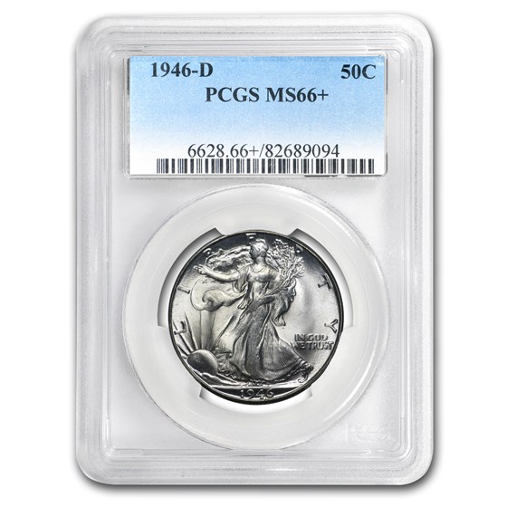 1946-D Walking Liberty Half Dollar MS-66+ PCGS 1946-D Walking Liberty Half Dollar MS-66+ PCGS