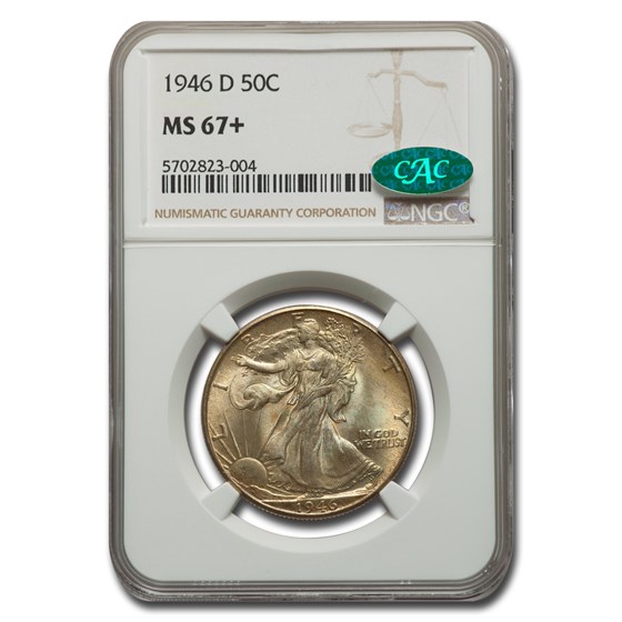 1946-D Walking Liberty Half Dollar MS-67+ NGC CAC 1946-D Walking Liberty Half Dollar MS-67+ NGC CAC