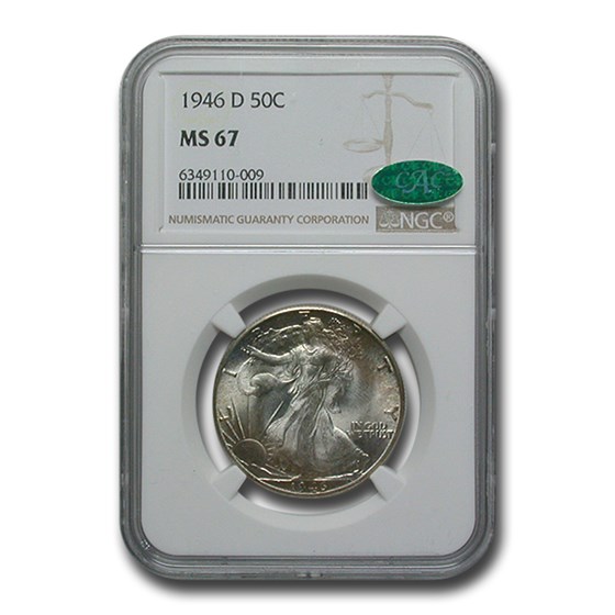 1946-D Walking Liberty Half Dollar MS-67 NGC CAC 1946-D Walking Liberty Half Dollar MS-67 NGC CAC