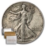1946-D Walking Liberty Halves 20-Coin Roll Avg Circ