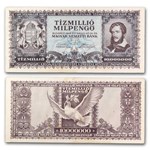 1946 Hungary 10 Million Milpengo Banknote Avg Circ (P-129)