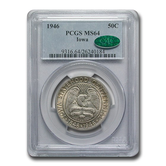 1946 Iowa Centennial Half Dollar MS-64 PCGS (CAC) 1946 Iowa Centennial Half Dollar MS-64 PCGS (CAC)