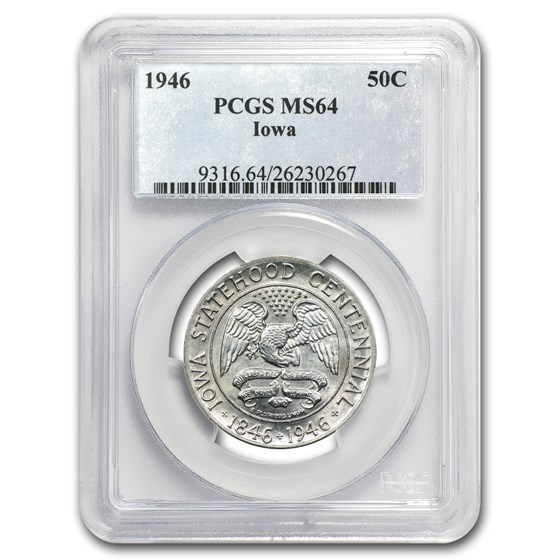 1946 Iowa Centennial Half Dollar MS-64 PCGS 1946 Iowa Centennial Half Dollar MS-64 PCGS