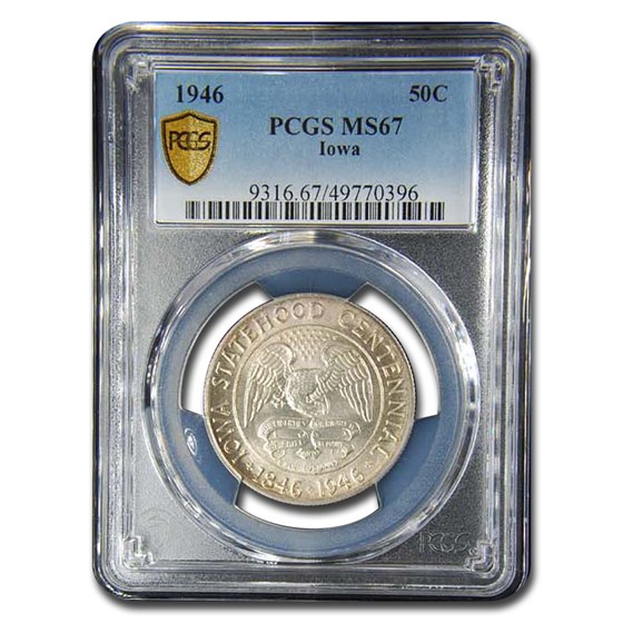 1946 Iowa Centennial Half Dollar MS-67 PCGS 1946 Iowa Centennial Half Dollar MS-67 PCGS