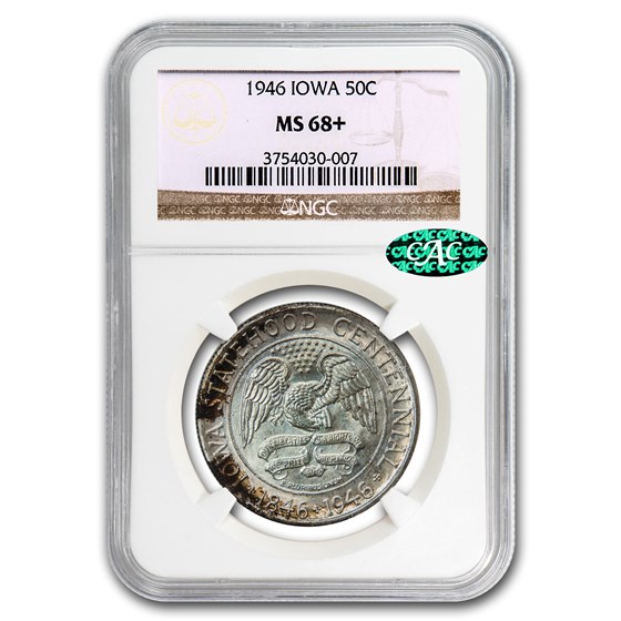 1946 Iowa Centennial Half Dollar MS-68+ NGC (CAC) 1946 Iowa Centennial Half Dollar MS-68+ NGC (CAC)