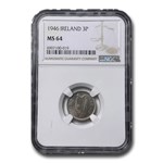 1946 Ireland Threepence MS-64 NGC