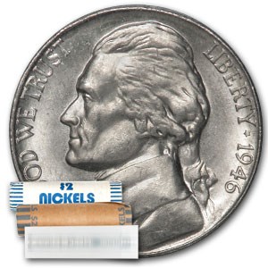 1946 Jefferson Nickel 40-Coin Roll BU 1946 Jefferson Nickel 40-Coin Roll BU
