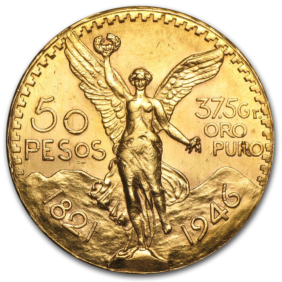 1946 Mexico Gold 50 Pesos AU