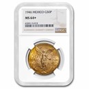 1946 Mexico Gold 50 Pesos MS-64+ NGC
