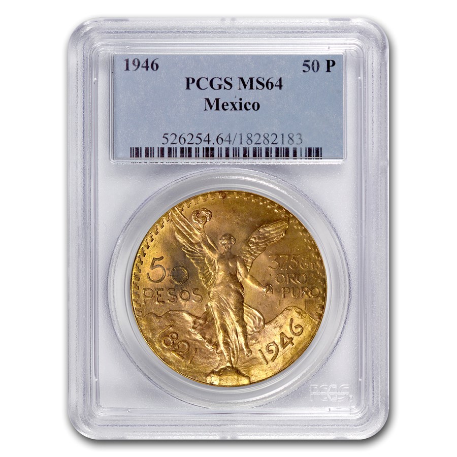 1946 Mexico Gold 50 Pesos MS-64 PCGS