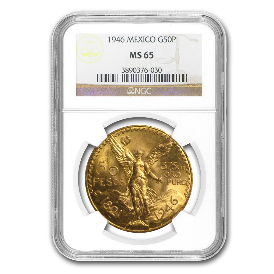 1946 Mexico Gold 50 Pesos MS-65 NGC