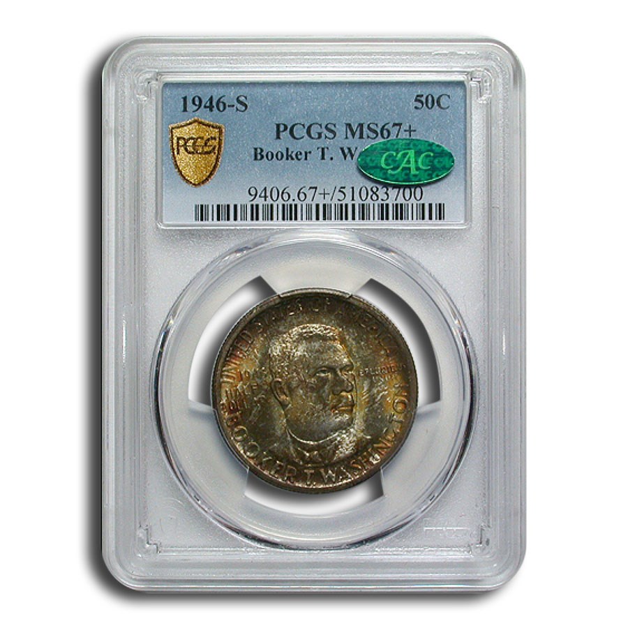 1946-S Booker T. Washington Half MS-67+ PCGS CAC (Toned)