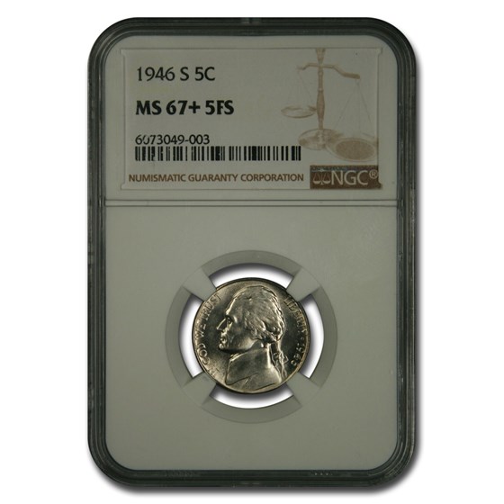 1946-S Jefferson Nickel MS-67+ NGC (FS) 1946-S Jefferson Nickel MS-67+ NGC (FS)