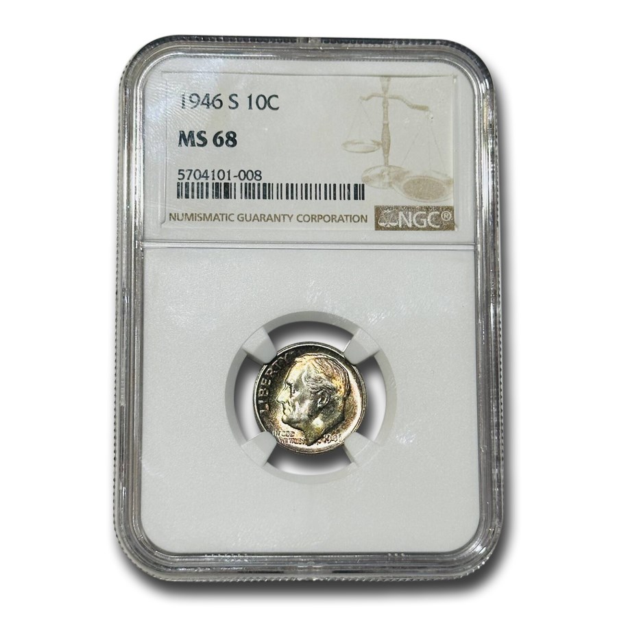 1946-S Roosevelt Dime MS-68 NGC (Full Torch)