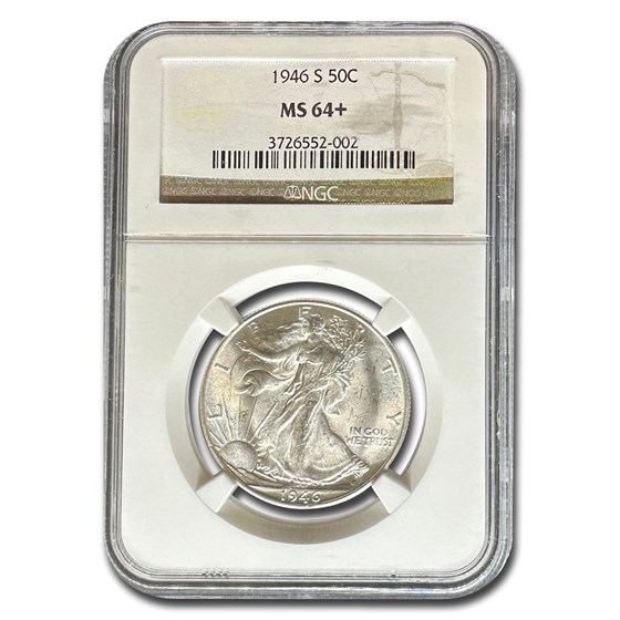 1946-S Walking Liberty Half Dollar MS-64+ NGC 1946-S Walking Liberty Half Dollar MS-64+ NGC