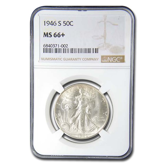 1946-S Walking Liberty Half Dollar MS-66+ NGC 1946-S Walking Liberty Half Dollar MS-66+ NGC