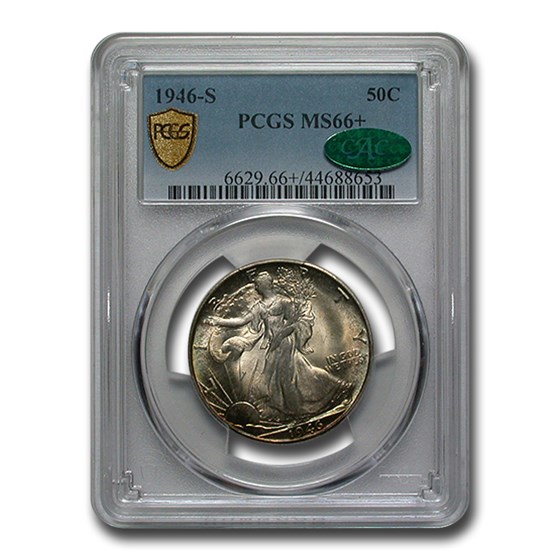 1946-S Walking Liberty Half Dollar MS-66+ PCGS CAC 1946-S Walking Liberty Half Dollar MS-66+ PCGS CAC