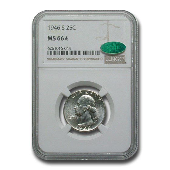 1946-S Washington Quarter MS-66* NGC CAC 1946-S Washington Quarter MS-66* NGC CAC