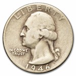 1946 Washington Quarter 40-Coin Roll Avg Circ