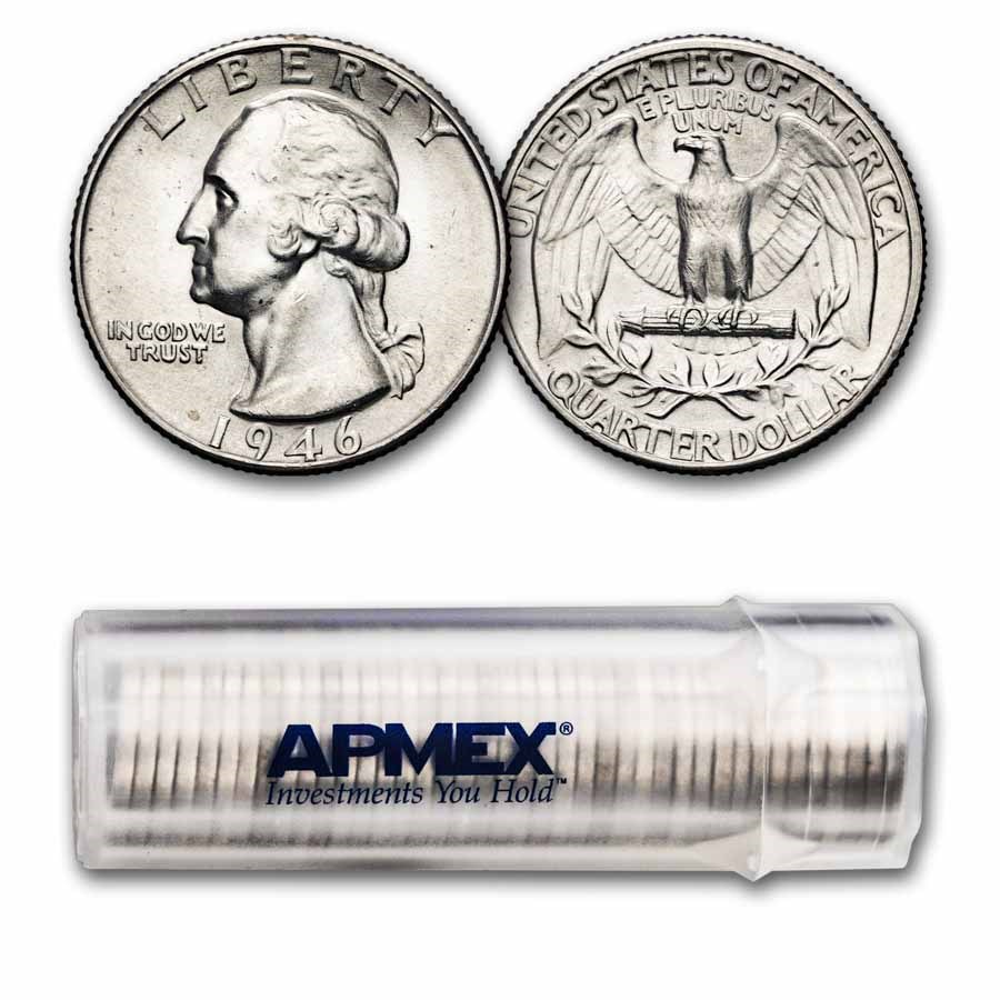 1946 Washington Quarter 40-Coin Roll BU