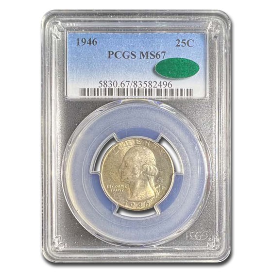 1946 Washington Quarter MS-67 PCGS CAC 1946 Washington Quarter MS-67 PCGS CAC