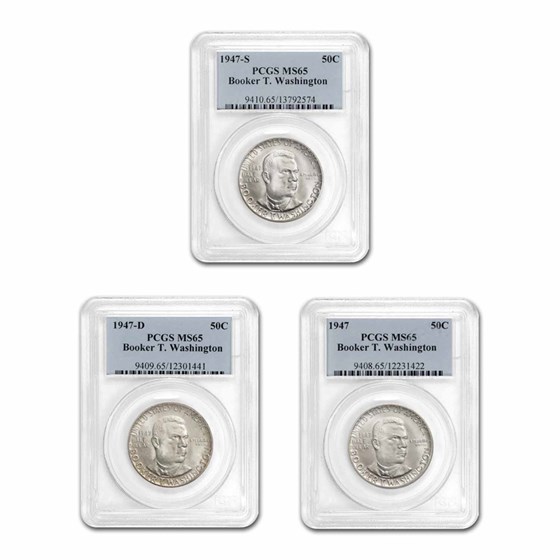 1947 Booker T. Washington P,D,S Half Set MS-65 PCGS 1947 Booker T. Washington P,D,S Half Set MS-65 PCGS