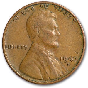 1947-D Lincoln Cent Fine+ 1947-D Lincoln Cent Fine+